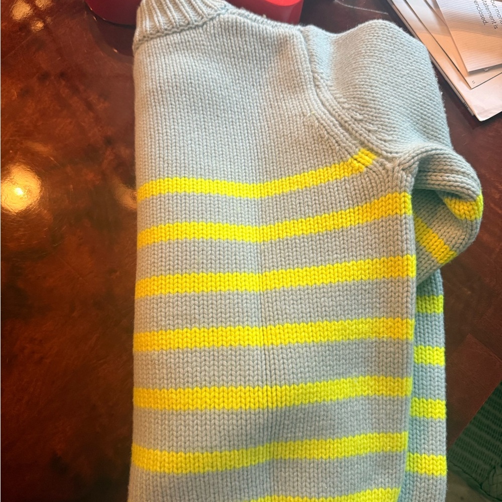 La Ligne Mini Marin Light Blue Sweater with Neon Yellow Accents - Picture 3 of 4